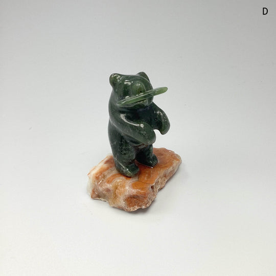 Jade Bear Carving on Base - Rocks and Gems Canada