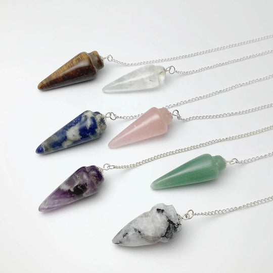 Polished Gemstone Pendulum with Quartz Bead - Rocks and Gems Canada