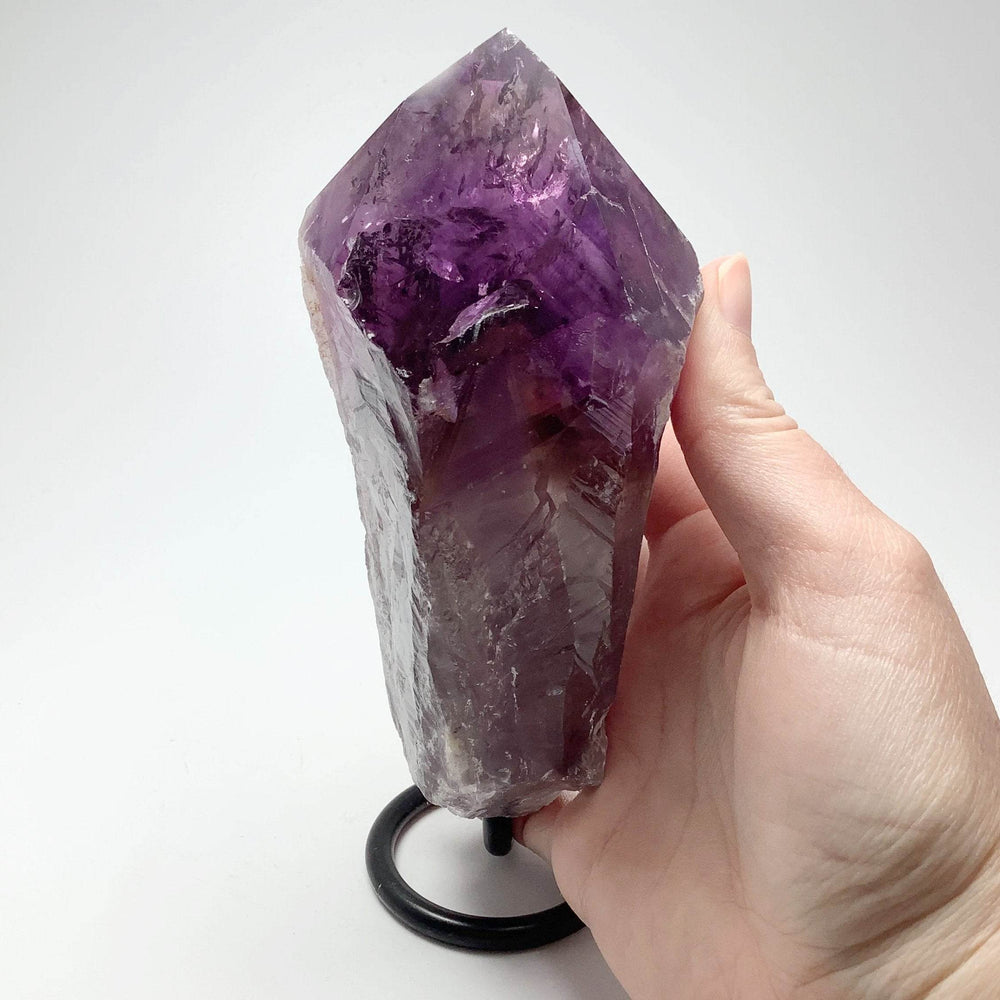 Rough Amethyst Scepter On Display Stand - Rocks and Gems Canada
