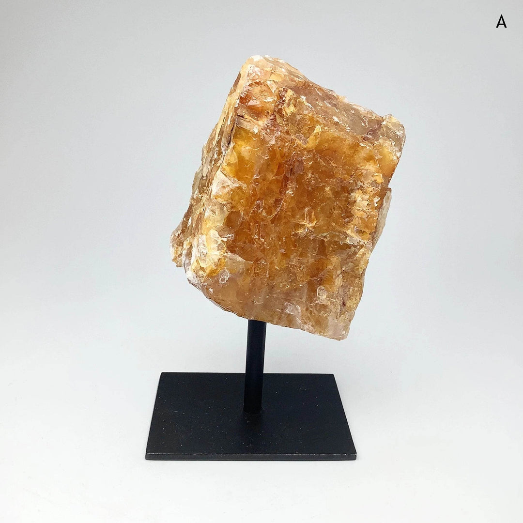 Golden Healing Quartz On Metal Display Stand - Rocks and Gems Canada