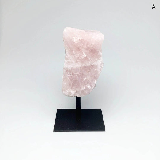 Rough Rose Quartz on Display Stand - Rocks and Gems Canada