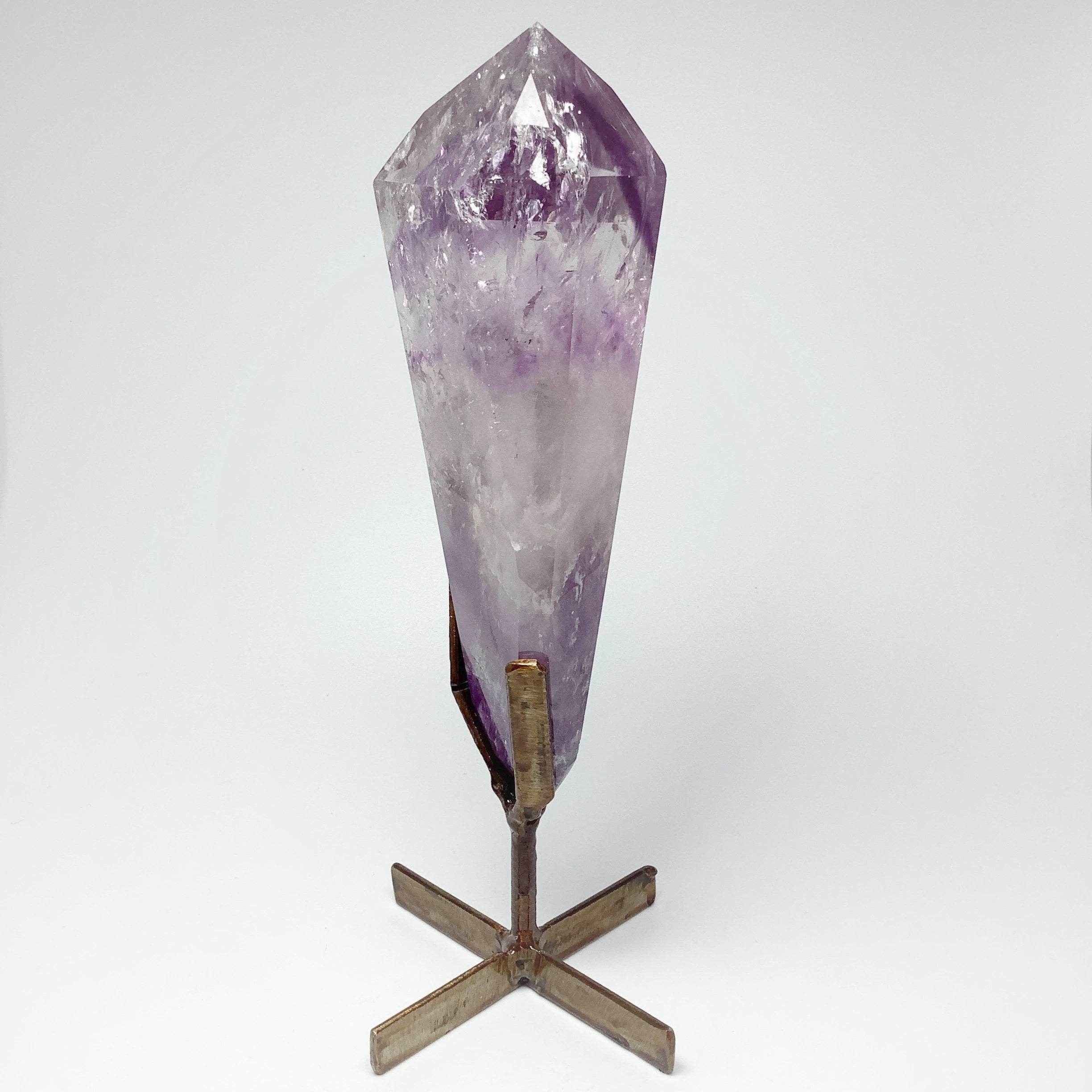 Polished Amethyst Scepter with Display Stand - Rocks and Gems Canada