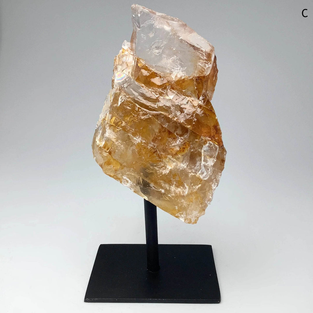 Golden Healing Quartz On Metal Display Stand - Rocks and Gems Canada