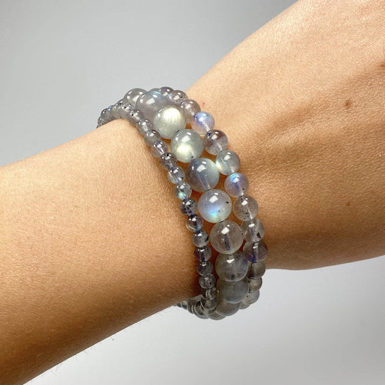 Labradorite Beaded Bracelet - High Quality - Rocks and Gems Canada