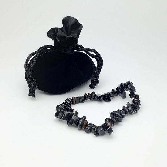Black Agate Chip Beaded Bracelet - Rocks and Gems Canada