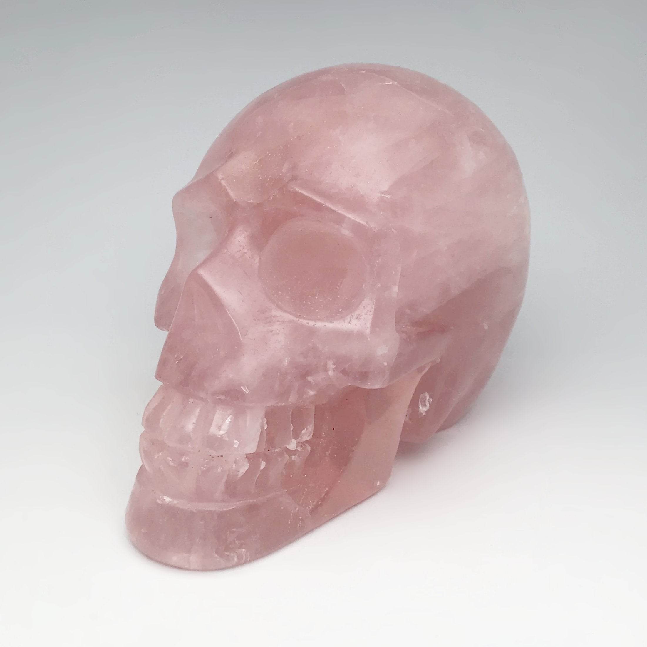 Carved Rose Quartz Skull - Rocks and Gems Canada
