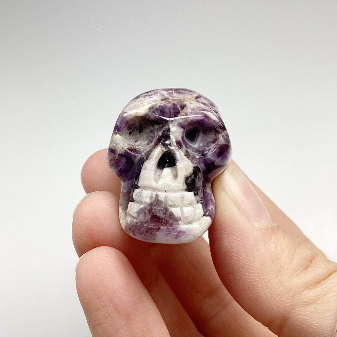 Carved Chevron Amethyst Skull - Rocks and Gems Canada