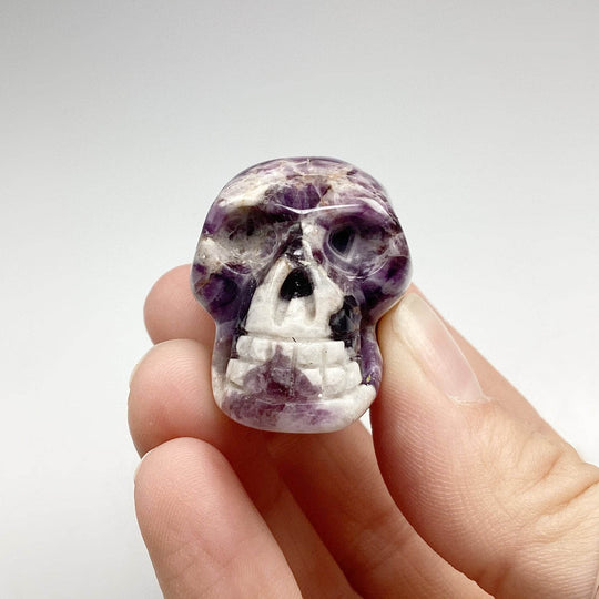 Carved Chevron Amethyst Skull - Rocks and Gems Canada