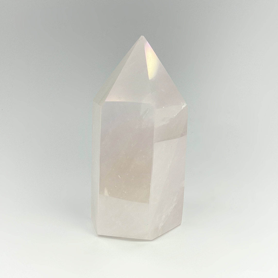 Polished Opalescent Rose Quartz Point - Rocks and Gems Canada