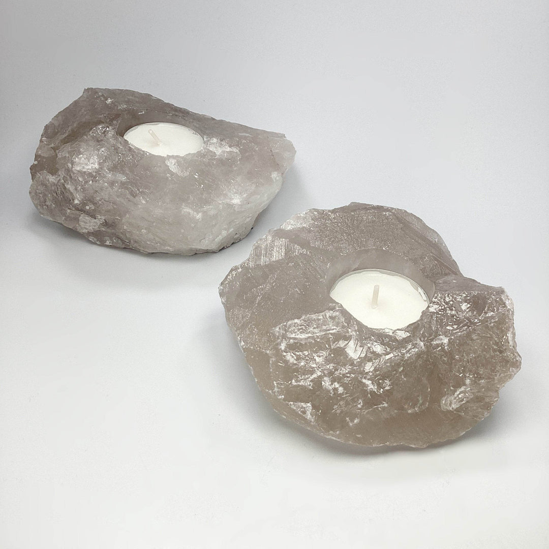 Rough Smoky Quartz Candle Holder - Rocks and Gems Canada