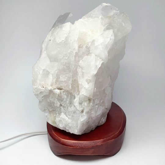 Quartz Cluster Lamp with Wooden Base - Rocks and Gems Canada
