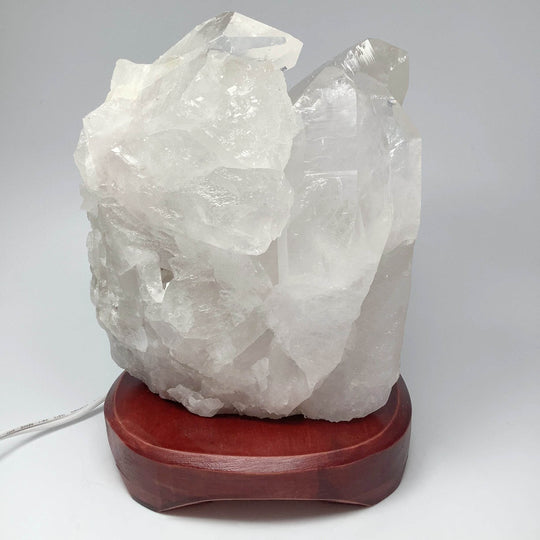 Quartz Cluster Lamp with Wooden Base - Rocks and Gems Canada
