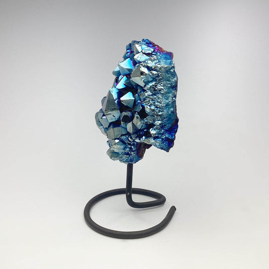 Blue Rainbow Amethyst Druze Cluster On Stand - Rocks and Gems Canada
