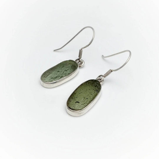 Moldavite Dangle Earrings - Rocks and Gems Canada
