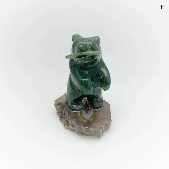 Jade Bear Carving on Base - Rocks and Gems Canada