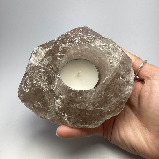 Rough Smoky Quartz Candle Holder - Rocks and Gems Canada