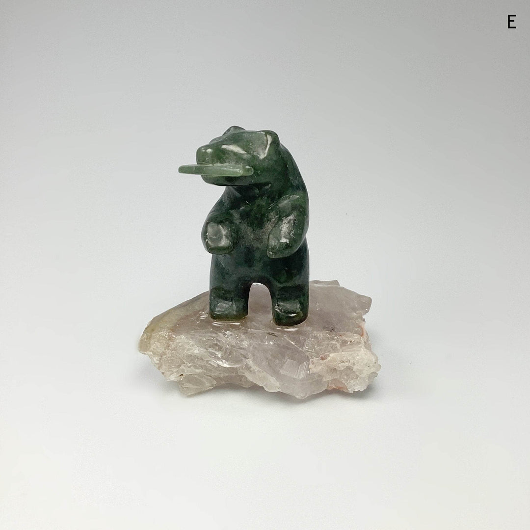 Jade Bear Carving on Base - Rocks and Gems Canada