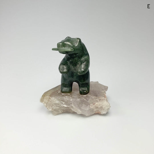 Jade Bear Carving on Base - Rocks and Gems Canada