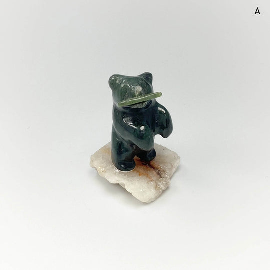 Jade Bear Carving on Base - Rocks and Gems Canada
