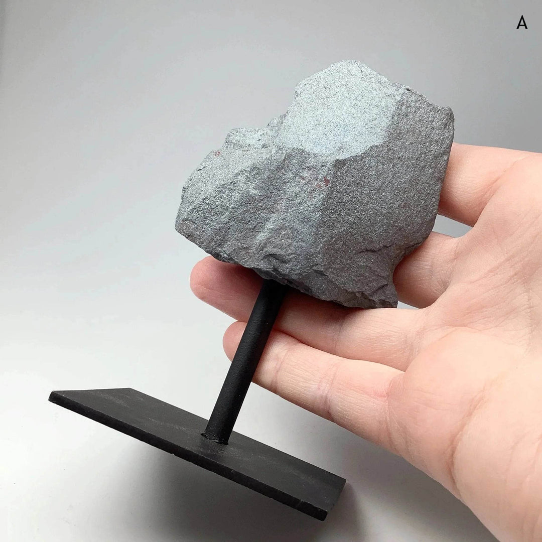 Raw Hematite on Metal Display Stand - Rocks and Gems Canada