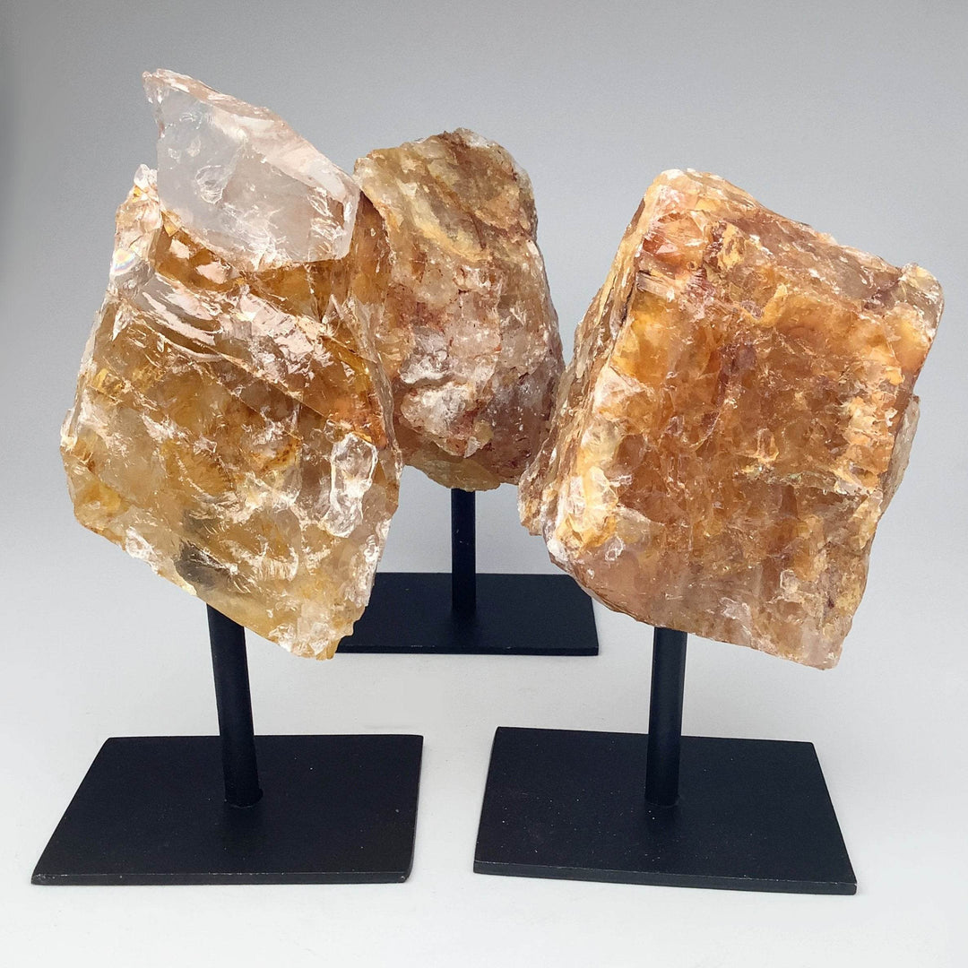 Golden Healing Quartz On Metal Display Stand - Rocks and Gems Canada