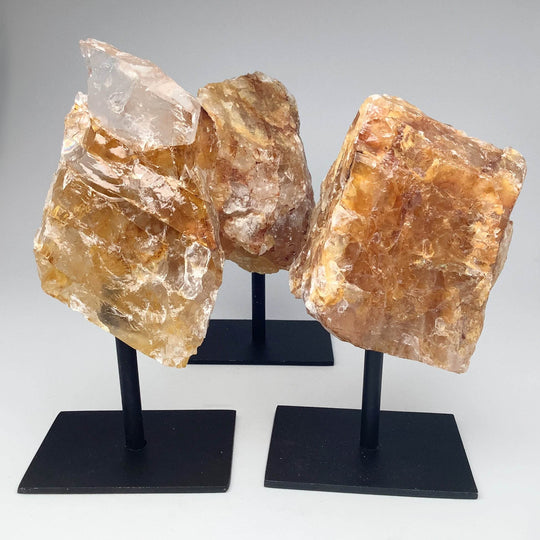 Golden Healing Quartz On Metal Display Stand - Rocks and Gems Canada