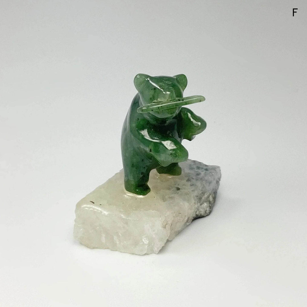 Jade Bear Carving on Base - Rocks and Gems Canada