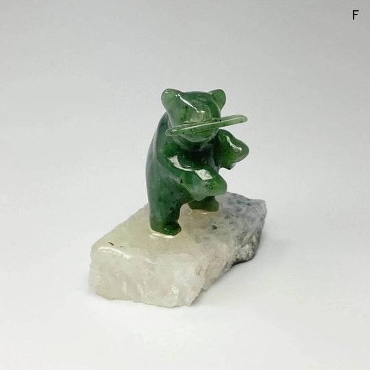Jade Bear Carving on Base - Rocks and Gems Canada