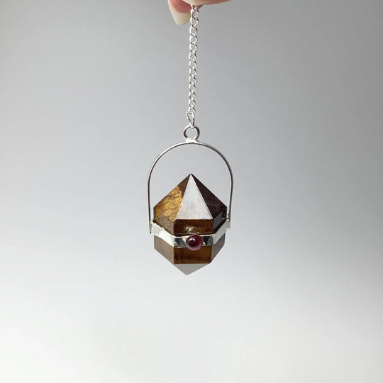 Double Terminated Gemstone Pendulum with Pink Tourmaline - Rocks and Gems Canada