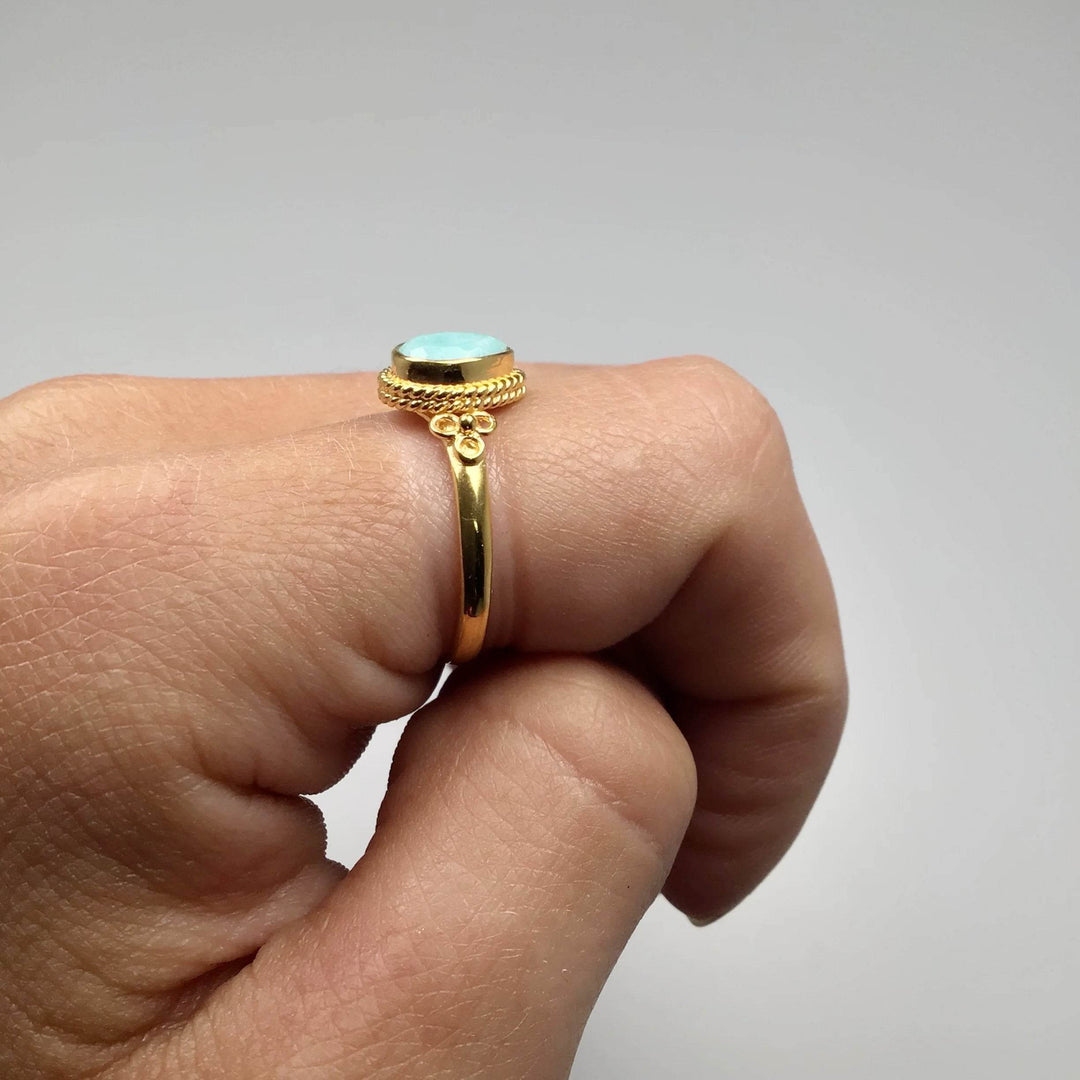 Amazonite Gold Finish Ring - Rocks and Gems Canada