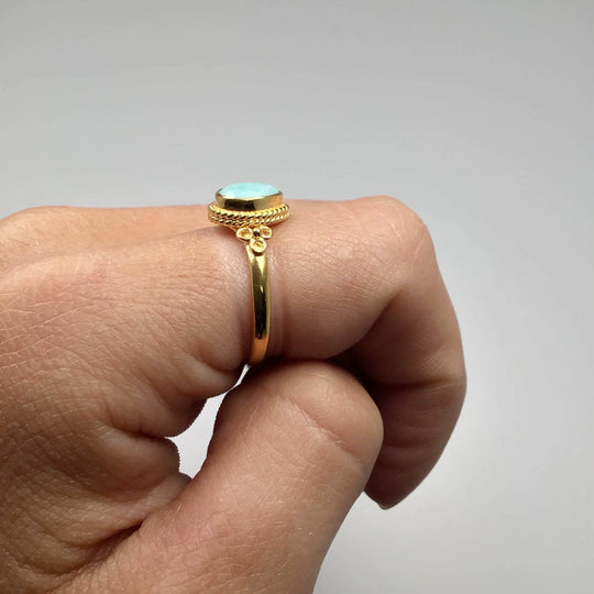 Amazonite Gold Finish Ring - Rocks and Gems Canada