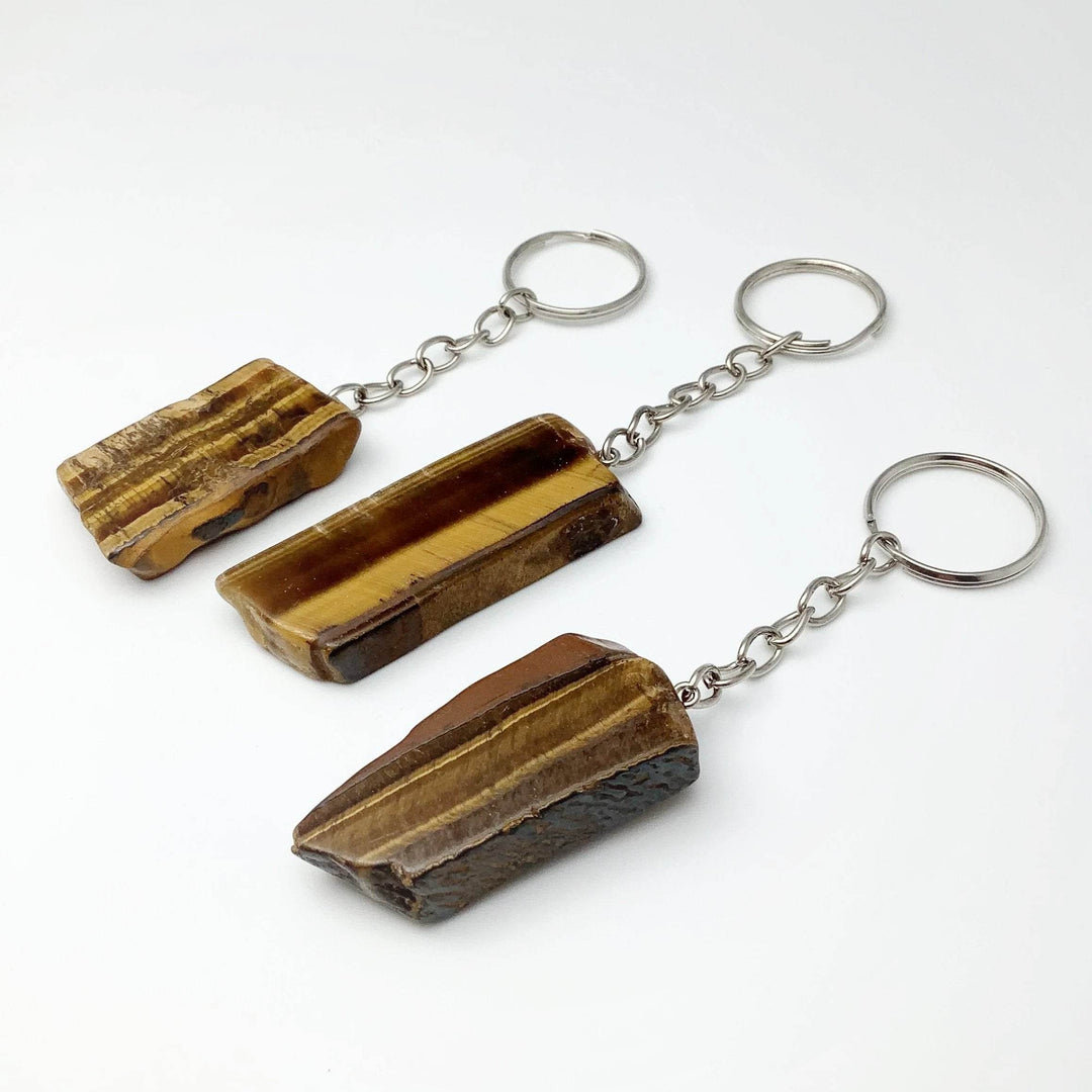 Tiger Eye Slice Keychain - Rocks and Gems Canada