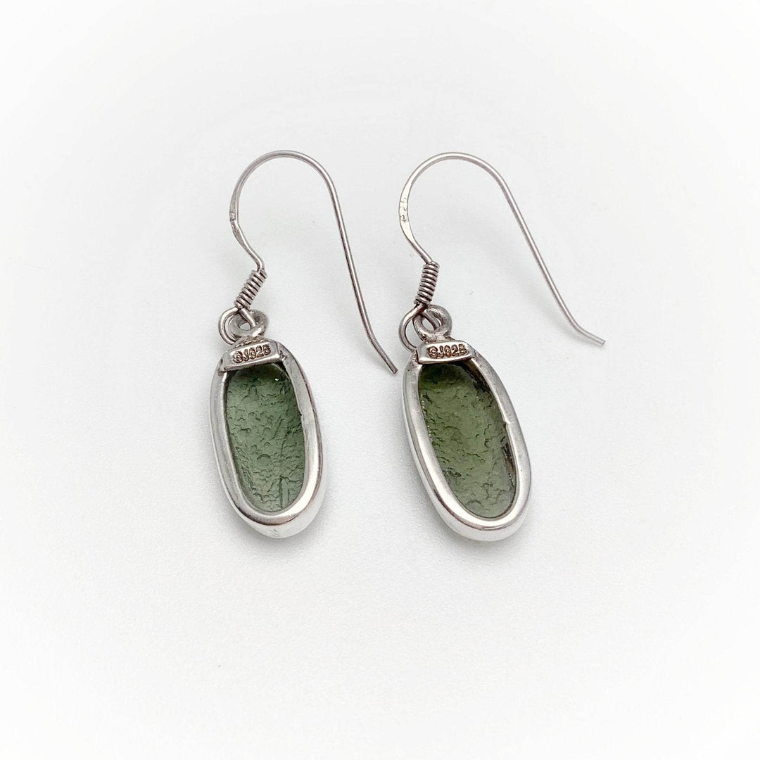 Moldavite Dangle Earrings - Rocks and Gems Canada