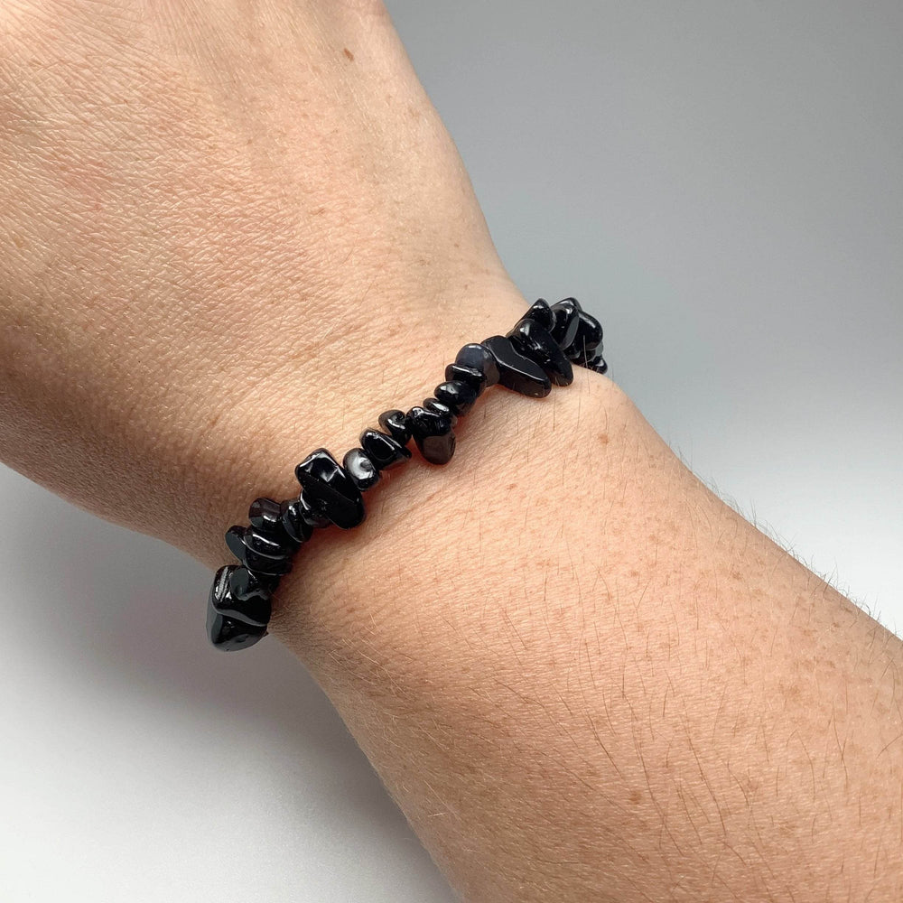 Black Agate Chip Beaded Bracelet - Rocks and Gems Canada