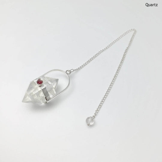 Double Terminated Gemstone Pendulum with Pink Tourmaline - Rocks and Gems Canada