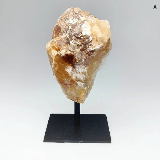 Golden Healing Quartz On Metal Display Stand - Rocks and Gems Canada