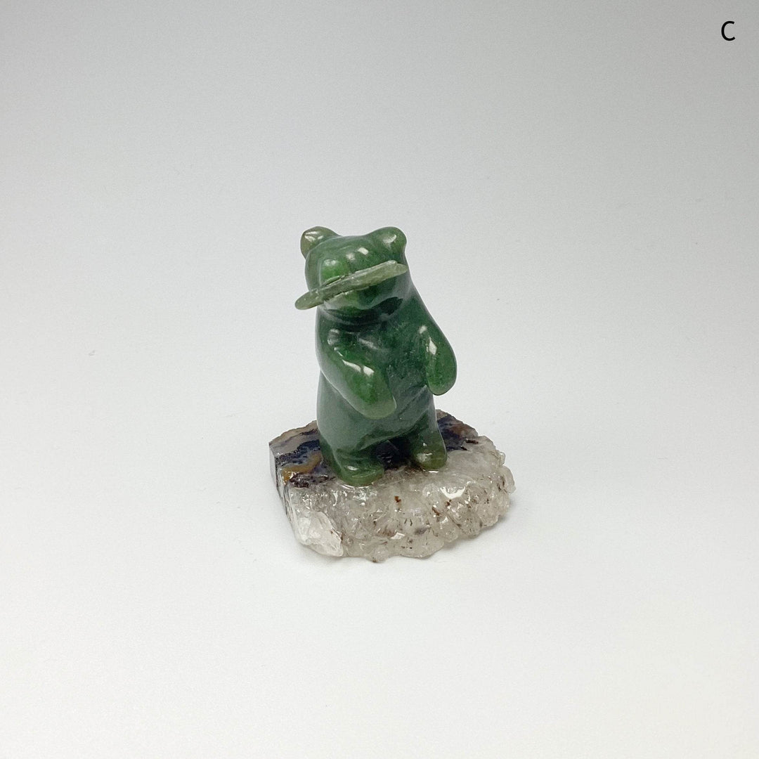 Jade Bear Carving on Base - Rocks and Gems Canada
