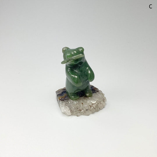 Jade Bear Carving on Base - Rocks and Gems Canada