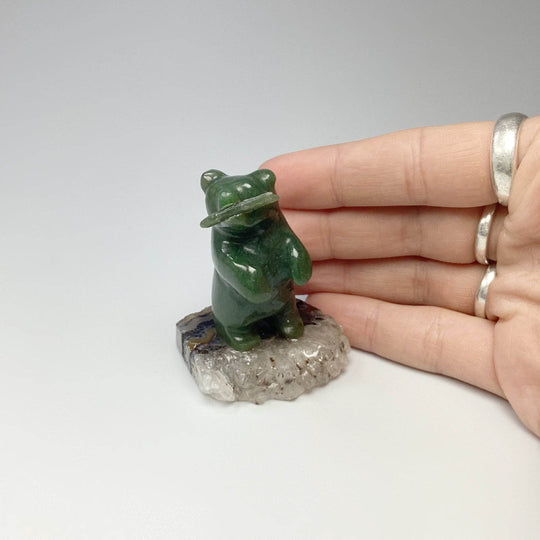 Jade Bear Carving on Base - Rocks and Gems Canada