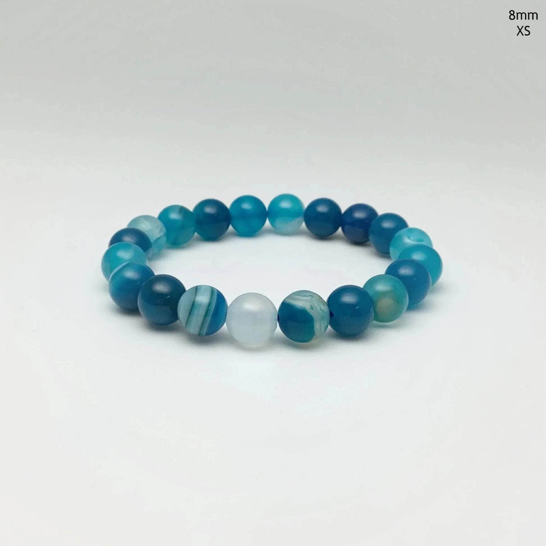 Banded Blue Agate Beaded Bracelet - Rocks and Gems Canada