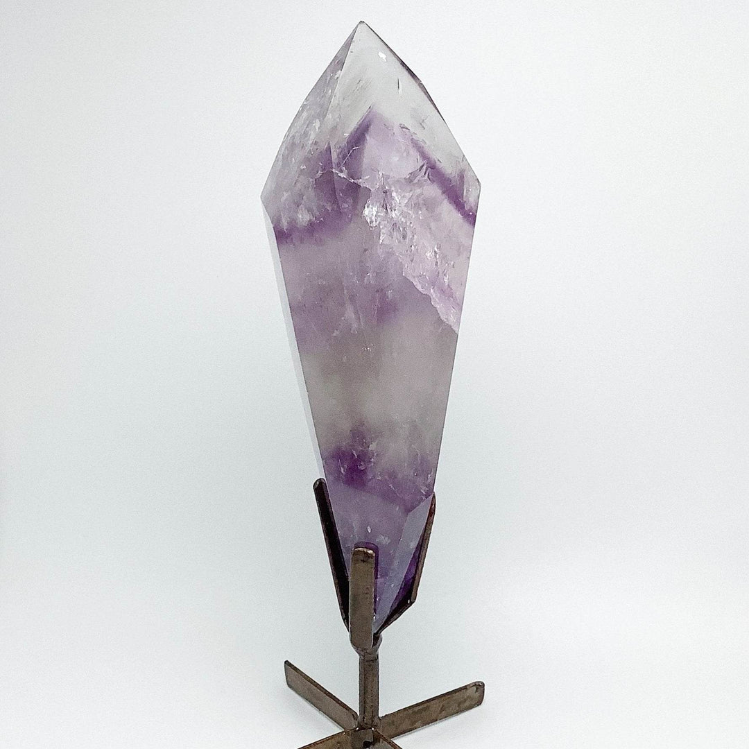 Polished Amethyst Scepter with Display Stand - Rocks and Gems Canada