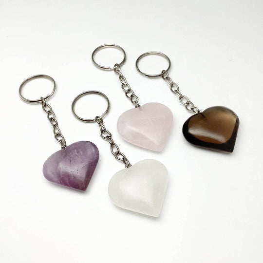 Crystal Heart Keychain - Rocks and Gems Canada