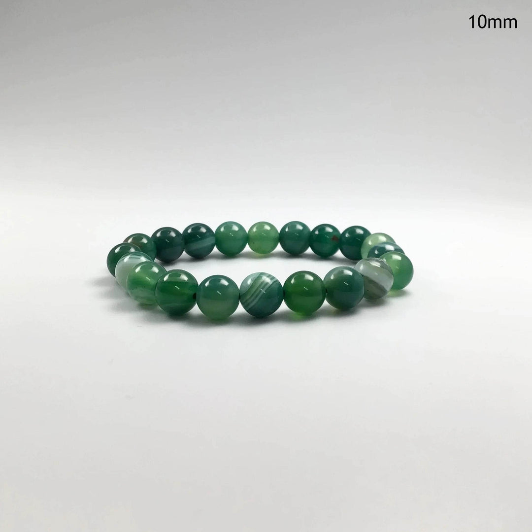 Banded Green Agate Beaded Bracelet - Rocks and Gems Canada