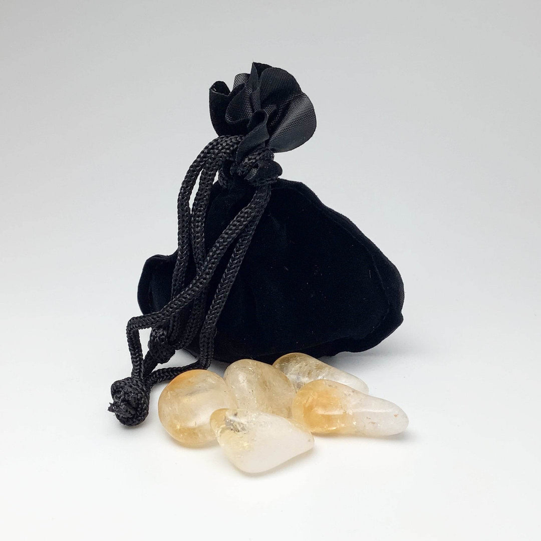 Citrine Small Tumbles Pouch - Rocks and Gems Canada
