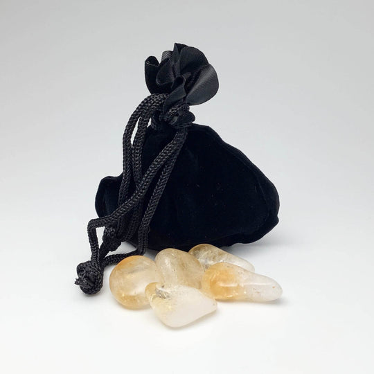 Citrine Small Tumbles Pouch - Rocks and Gems Canada