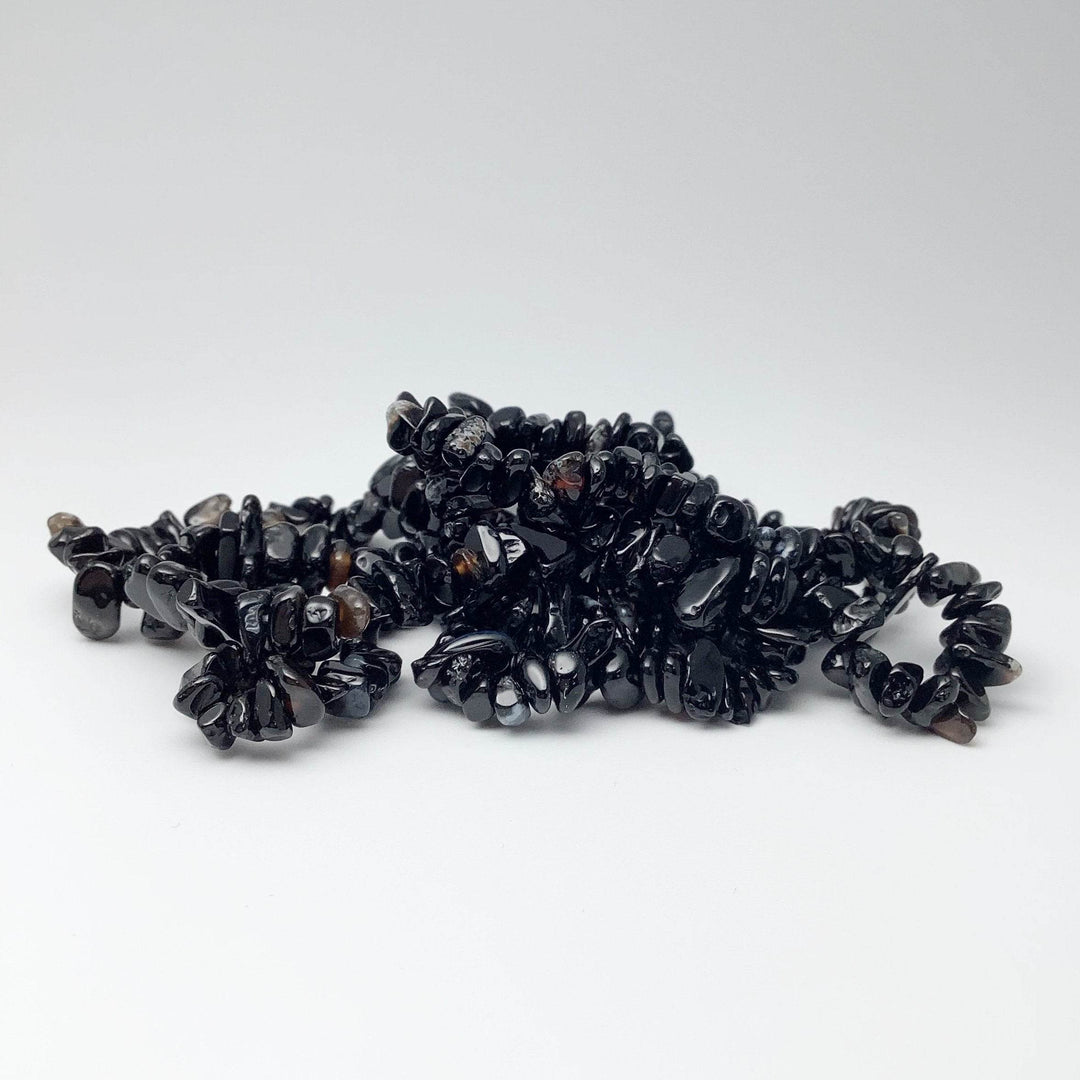 Black Agate Chip Beaded Bracelet - Rocks and Gems Canada