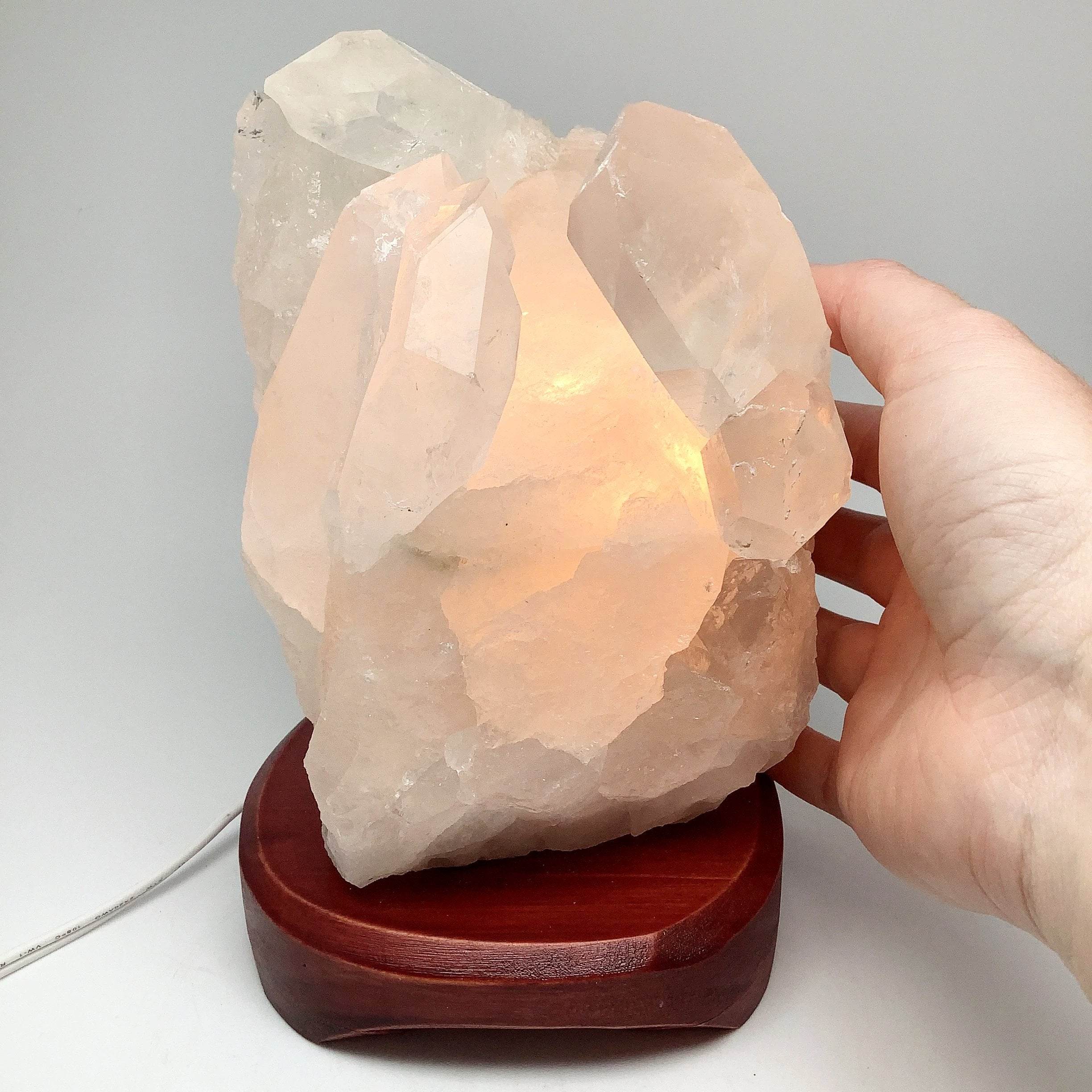 Quartz Cluster Lamp with Wooden Base - Rocks and Gems Canada