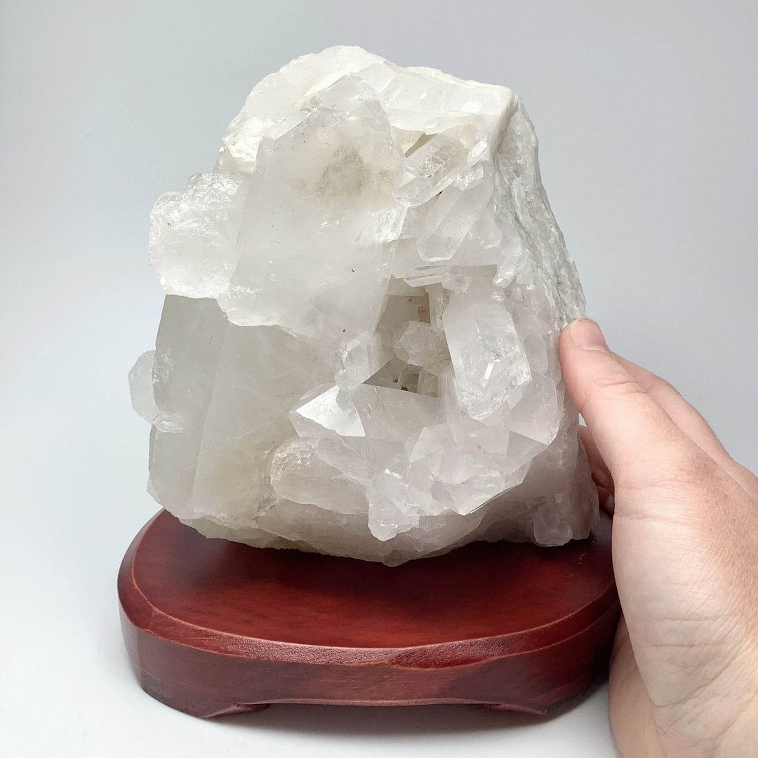 Quartz Cluster Lamp with Wooden Base - Rocks and Gems Canada