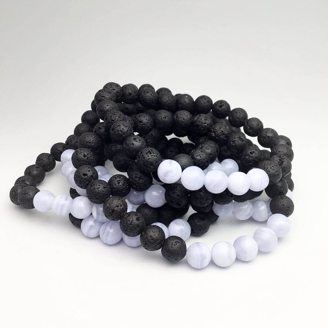 Blue Lace Agate Beaded Bracelet - Rocks and Gems Canada