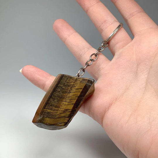 Tiger Eye Slice Keychain - Rocks and Gems Canada
